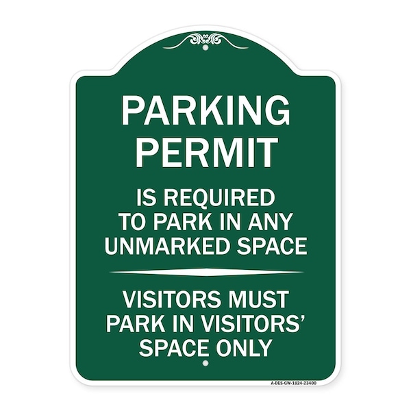 Parking Permit Is Required to Park in ANY Unmarked Space Visitors Must Park in Visito, GW-1824-23400